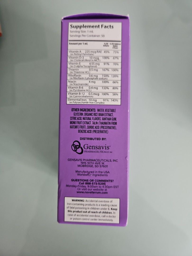 Novaferrum pediatric drops multivitamin with iron, Health & Nutrition