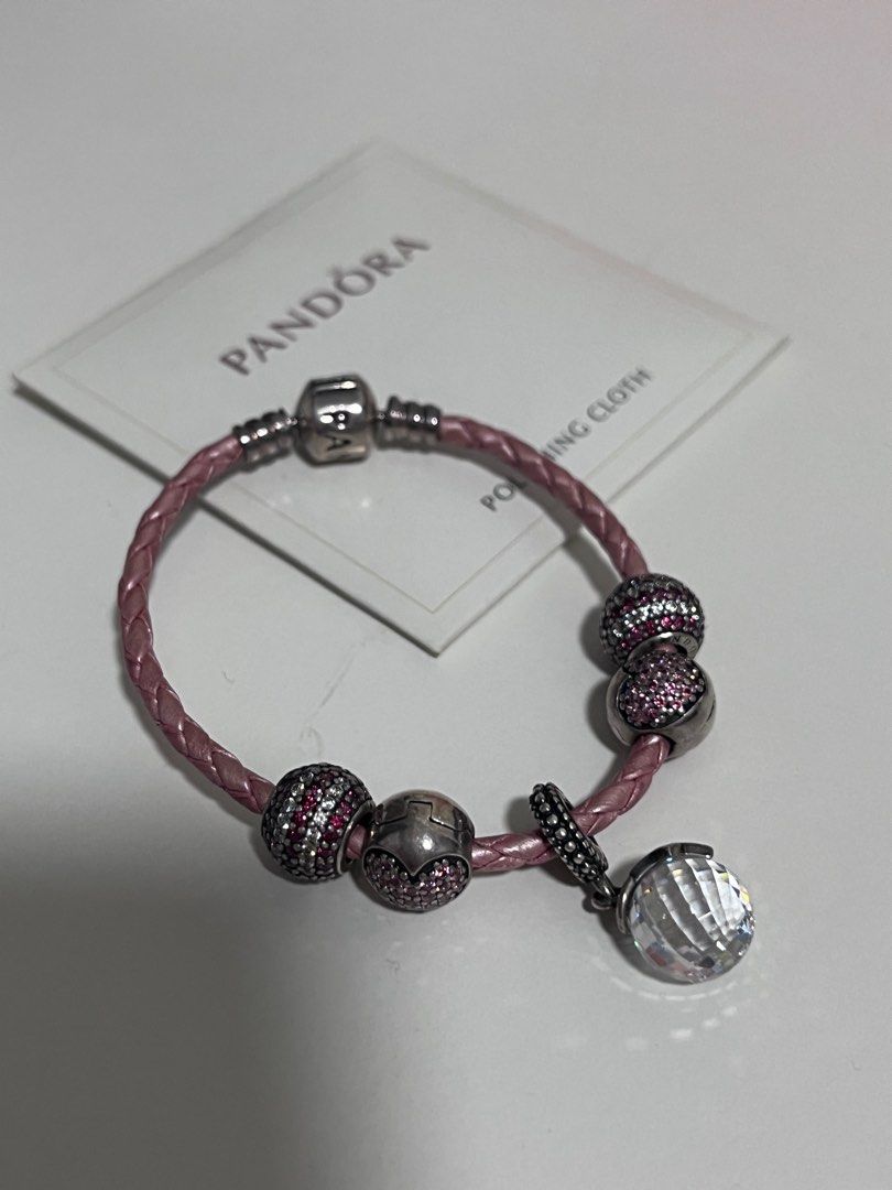 Pandora Leather Bracelet woven pink