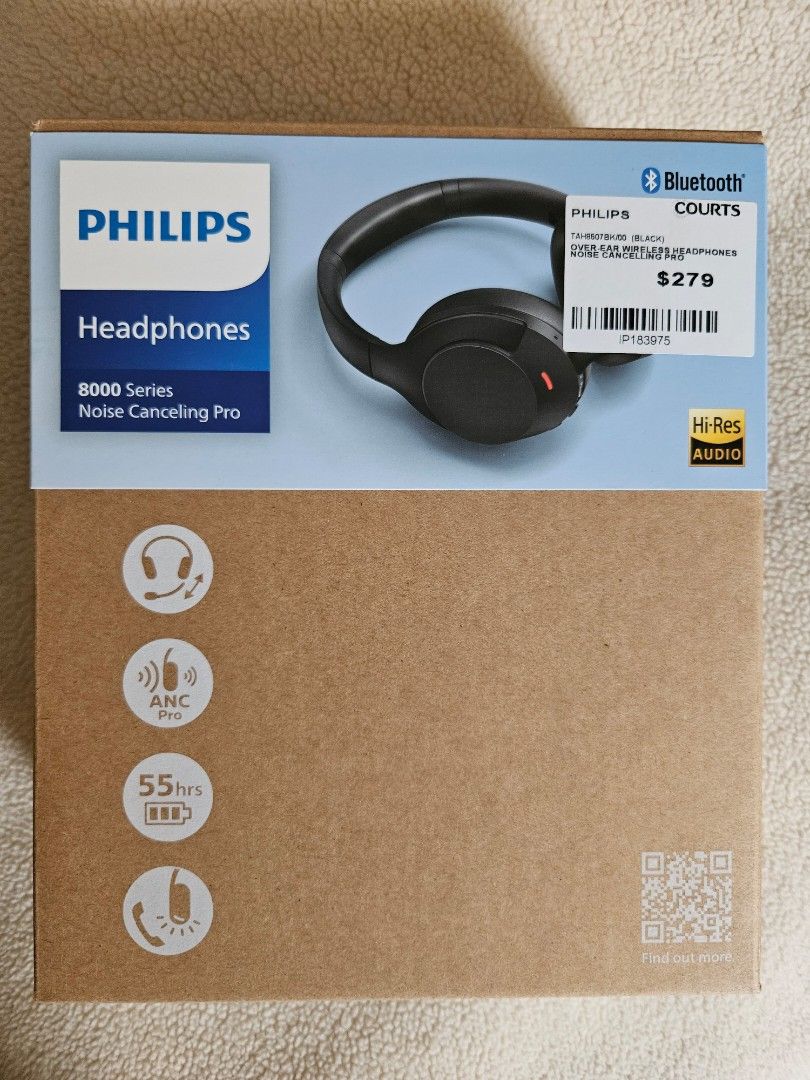 PHILIPS Headphones 8000 Series Noise Canceling Pro TAH8507BK(black