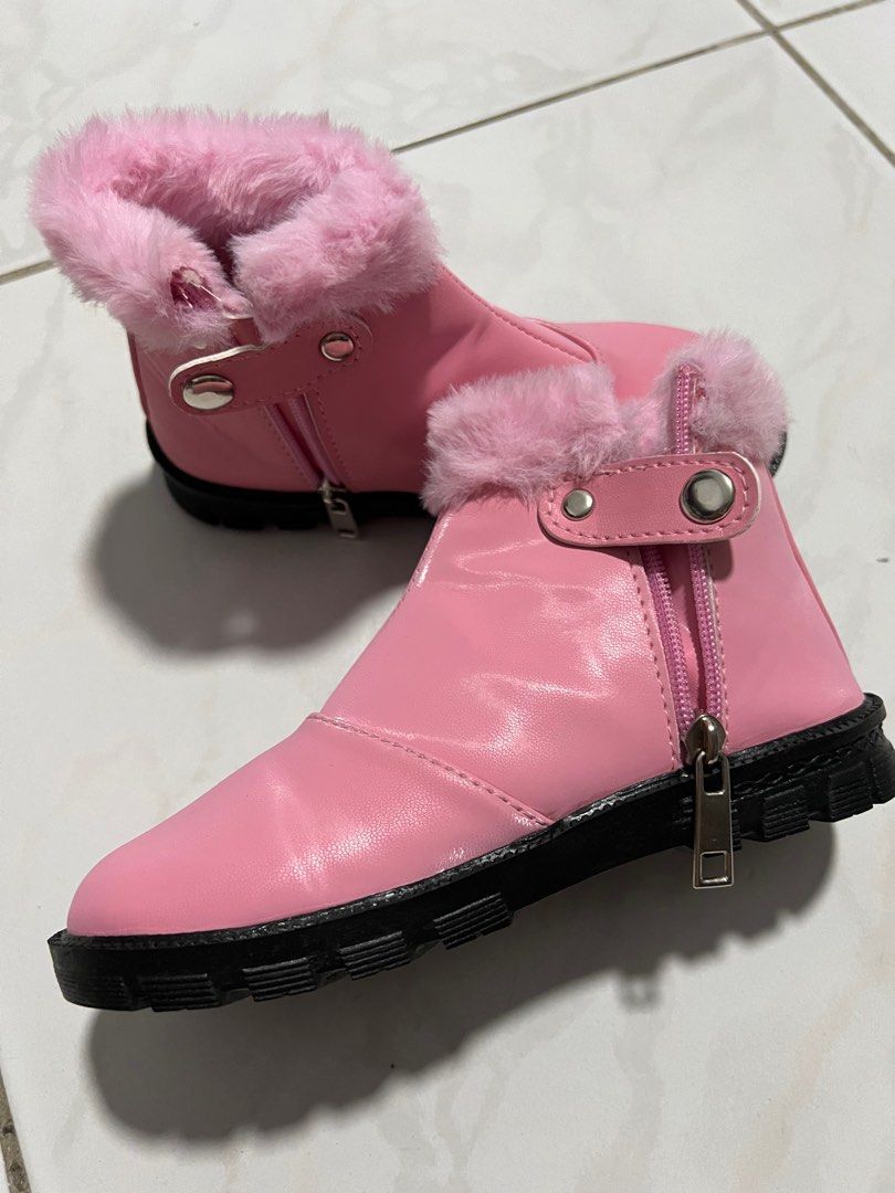 Girls pink fur boots outlet