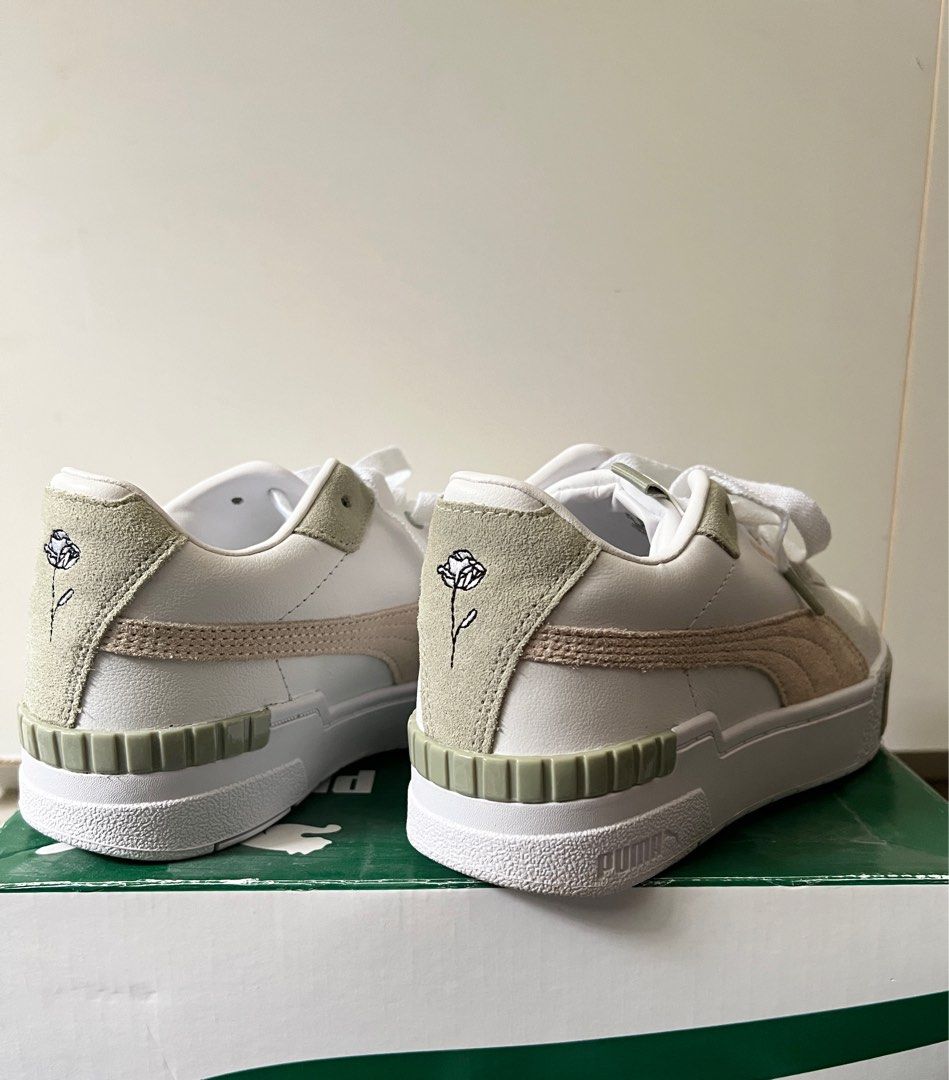 Puma Cali Sport sneakers in white and sage Women s Fashion