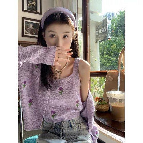Purple knit wear Women s Fashion Tops Longsleeves on Carousell