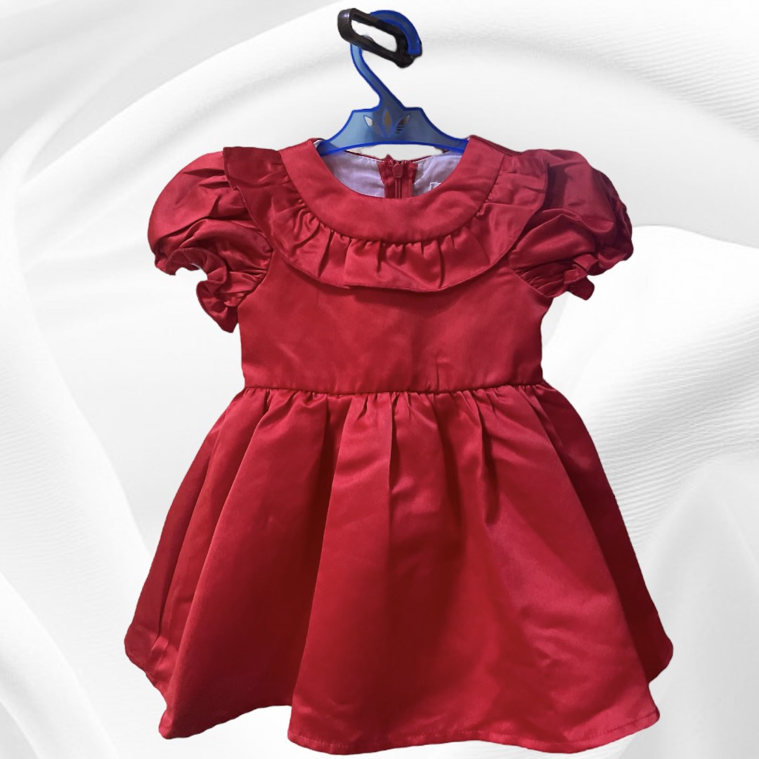 Red formal dress for baby's 1st Birthday with head band, Babies & Kids ...