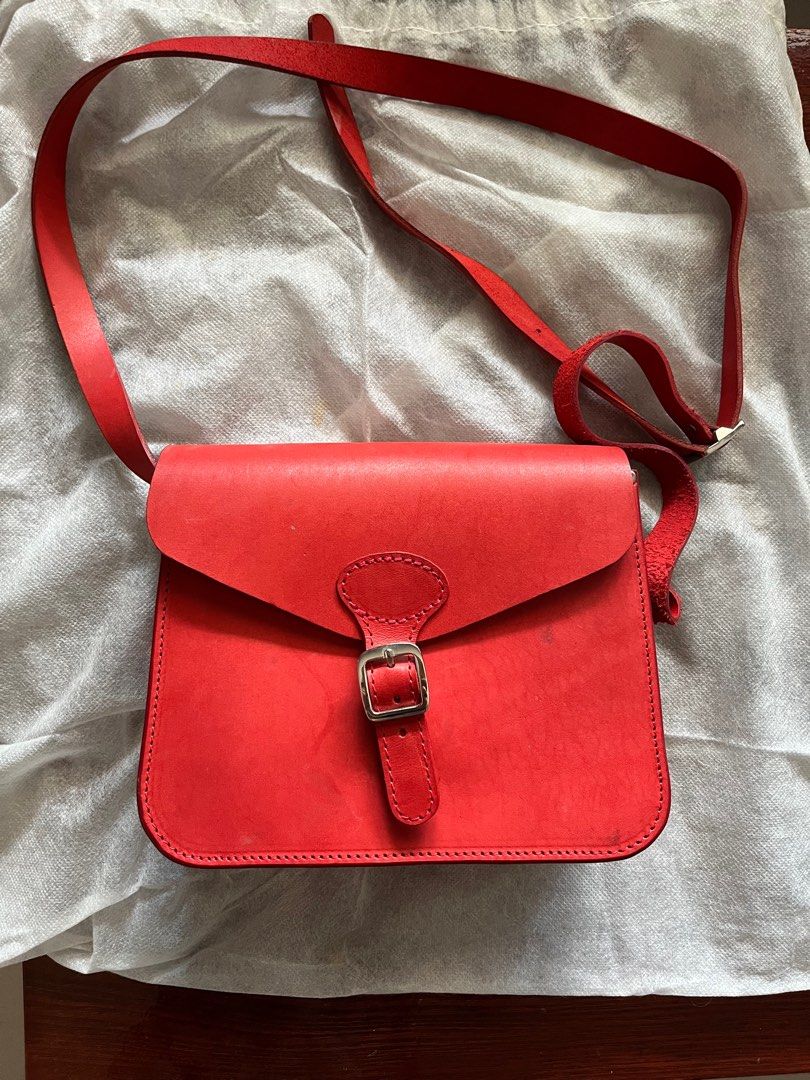 Red Satchel full leather bag Women s Fashion Bags Wallets