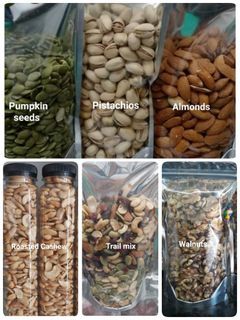 Roasted Cashew, Pistachios, Trail mix, Almonds, Walnuts, Pumpkin seeds