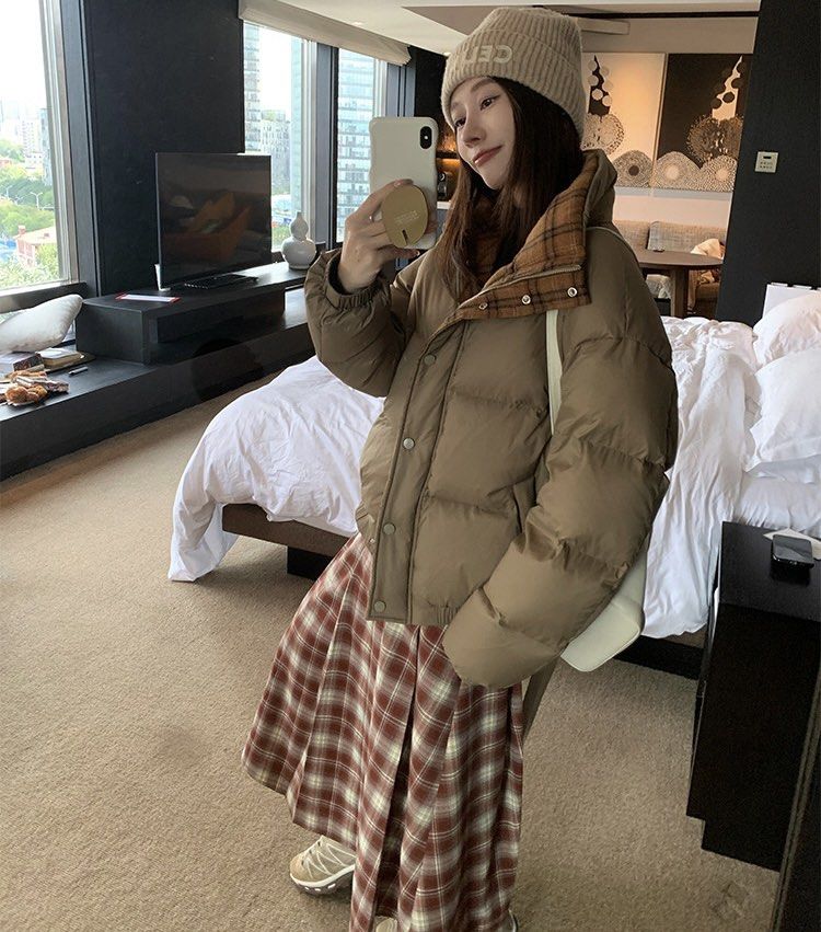 Rumiko Down Jacket with Checkered Inner Women s Fashion Coats