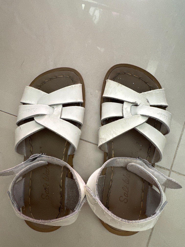 saltwater sandals kids white