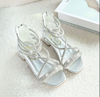 Silver diamond shoe