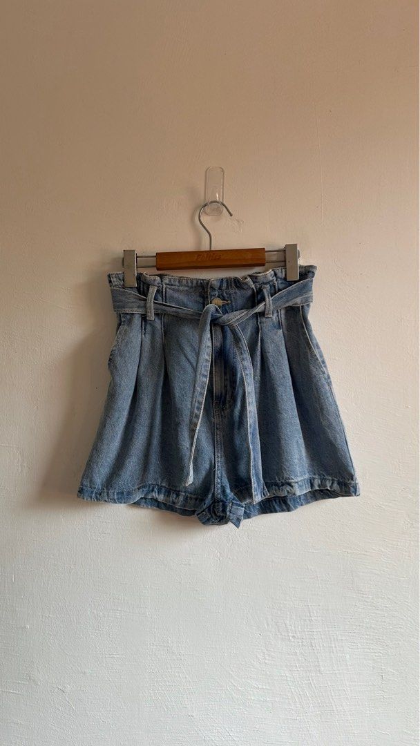 Stradivarius paperbag denim shorts
