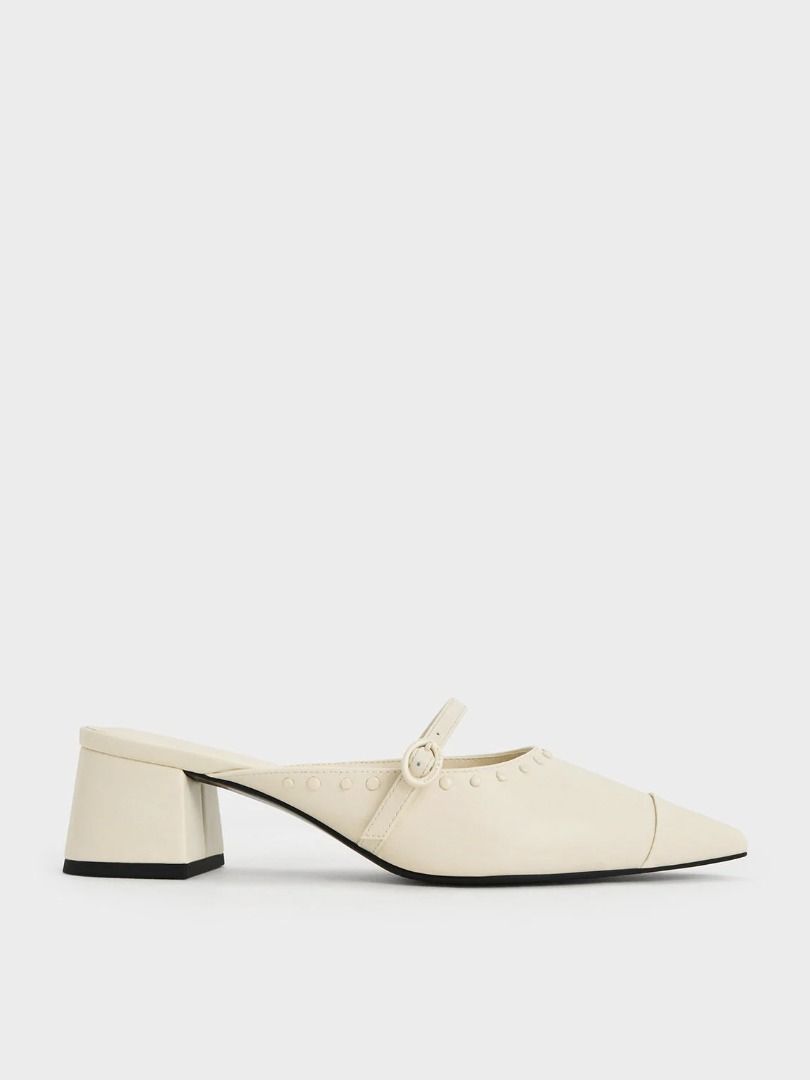 White shop studded mule