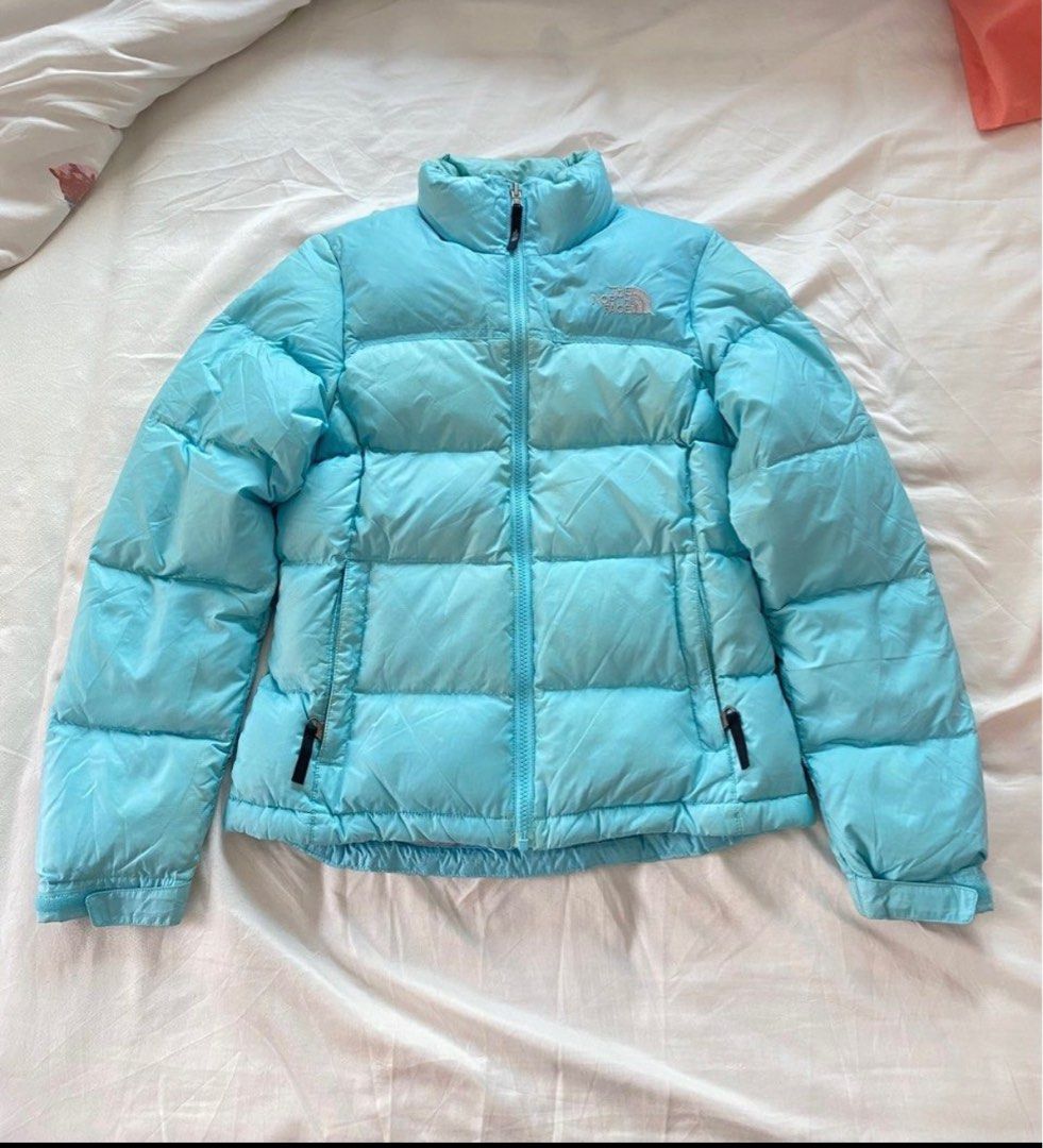 North face on sale baby blue puffer