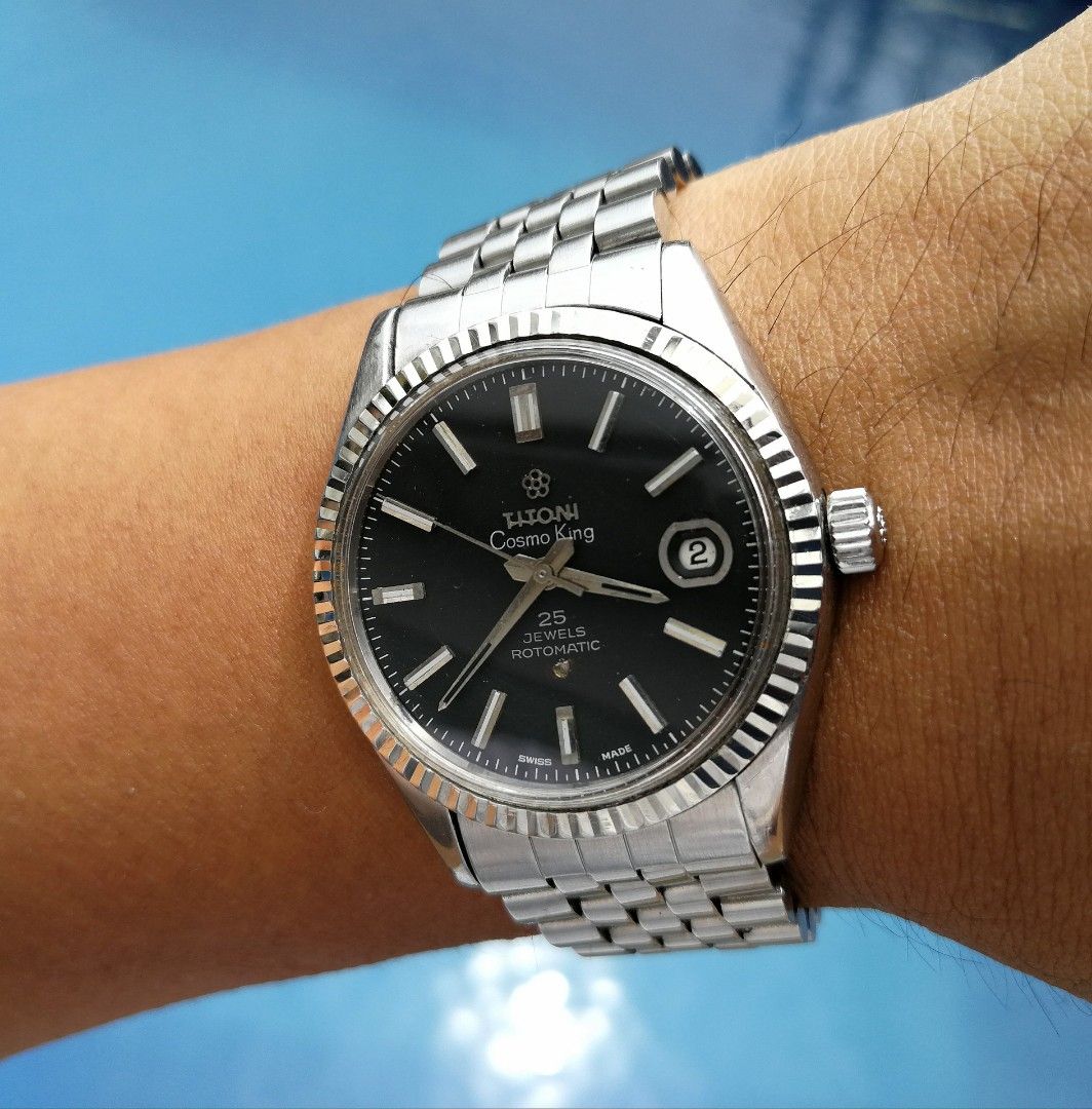 Titoni Cosmo King 14k RIM Black Matte Dial 25j Rotomatic omega