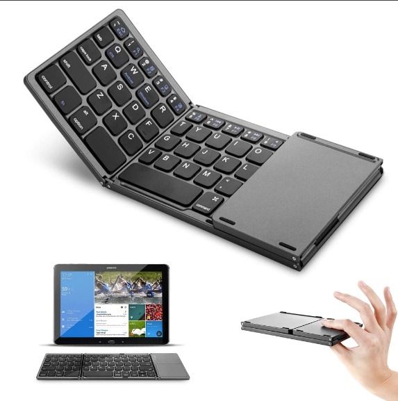Tri-Fold Bluetooth Keyboard with Touchpad (New Round Keycaps Version ...