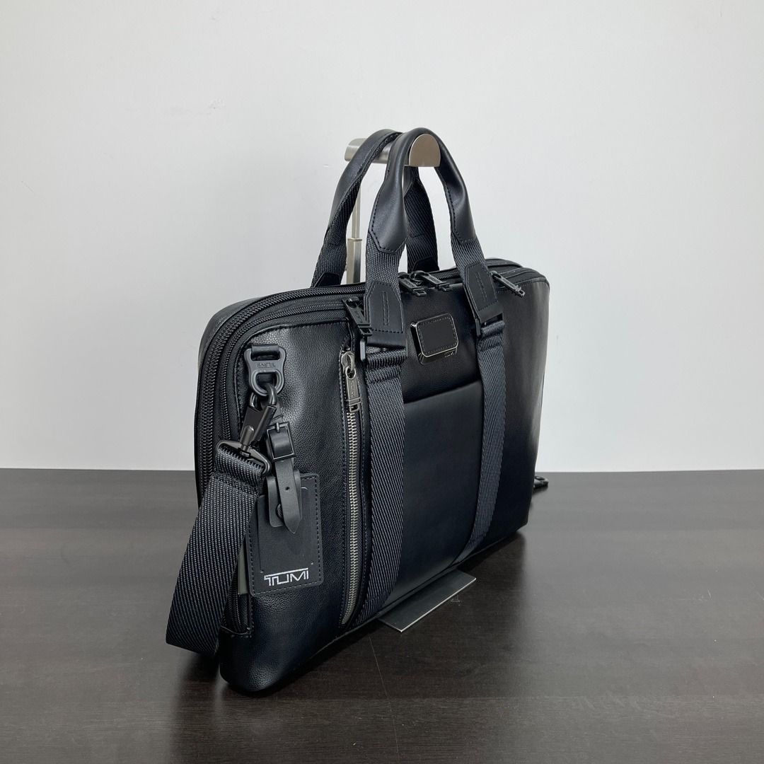 Tumi Alpha Bravo Aviano Slim Briefcase FULL LEATHER Luxury