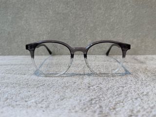 Two tone grey clear acetate round spectacles