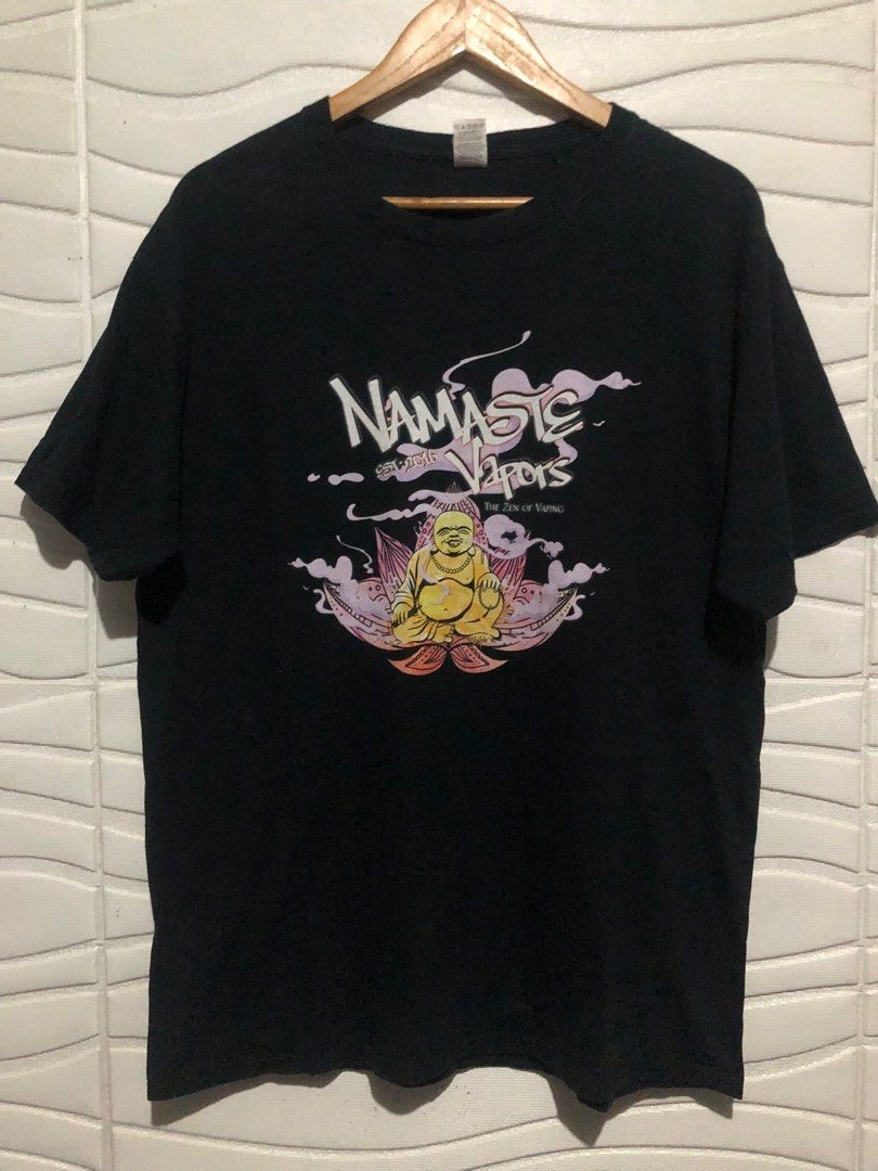 Vaping Shirt (Category: Tshirts & Polo Shirts ) located in Santa Rosa. Submitted by dreicobsthrift (Listing ID 1264394425, Image 1). Description: NAMASTE VAPORS EST:2016 THE ZEN OF VAPING Large L29 W21.5 Excellent condition Color rate: 10/10 Mine: 249 Shopee checkout for sf only available.