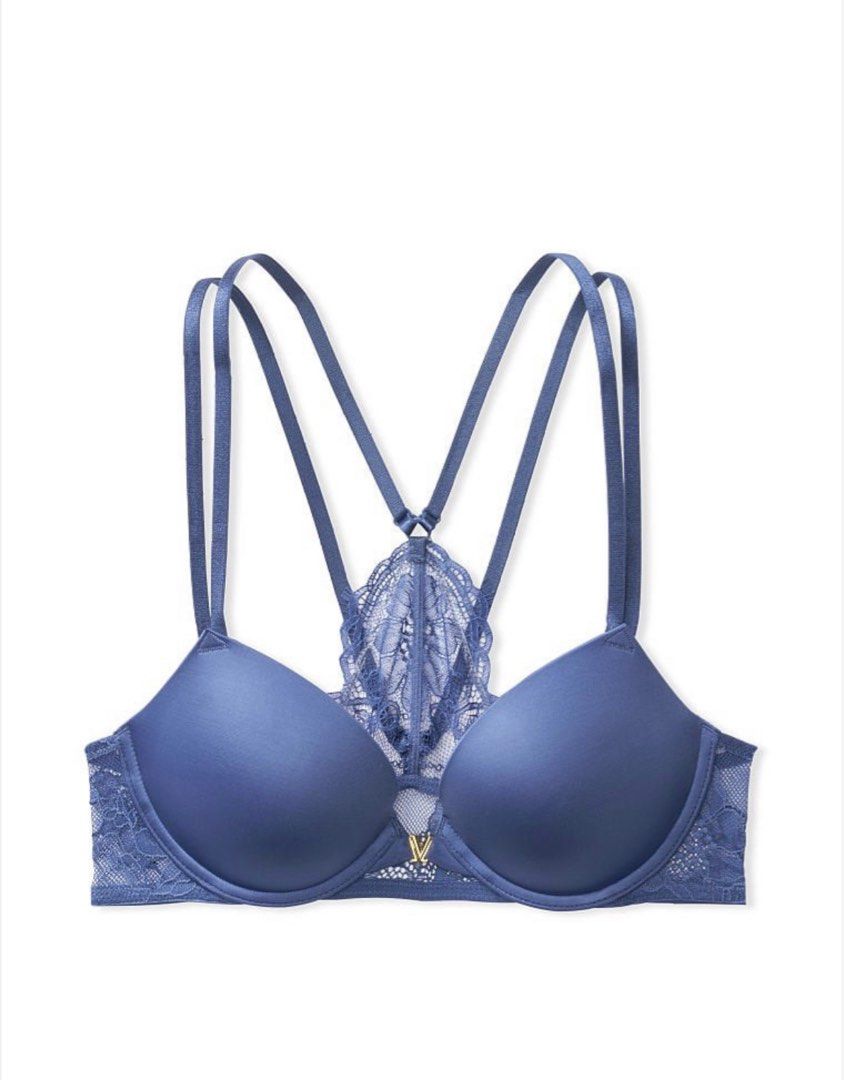 victoria secret royal blue laced back push up bra [34a], Women's Fashion,  New Undergarments & Loungewear on Carousell