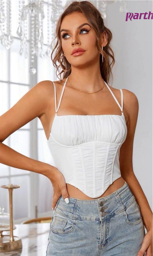 White strapless deals corset top