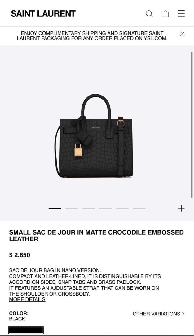 YSL Sac De Jour Croc Small Complete, Luxury, Bags & Wallets on Carousell