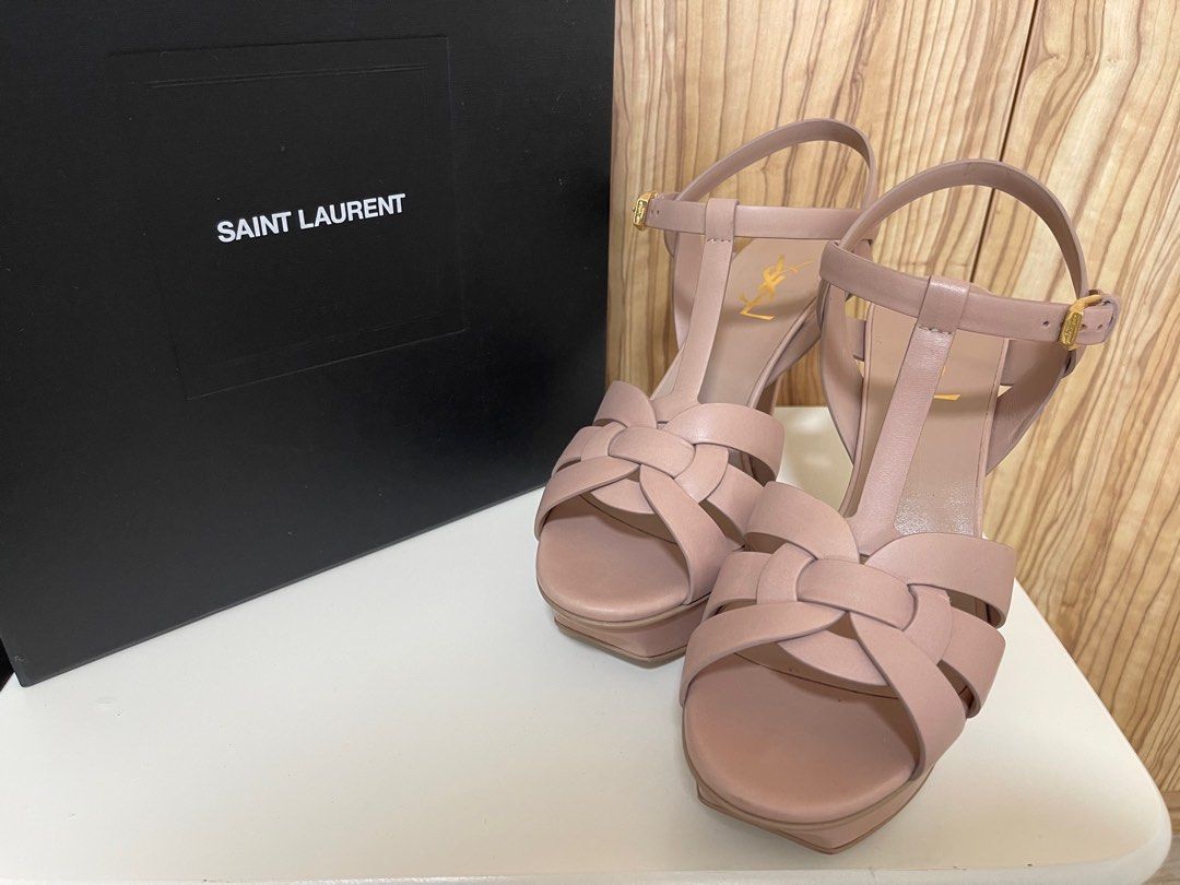 YSL Tribute Platform Sandals in Smooth Leather Size 39.5