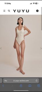 Yuyu active Voda swim 連身泳裝 白 蝴蝶結 露背