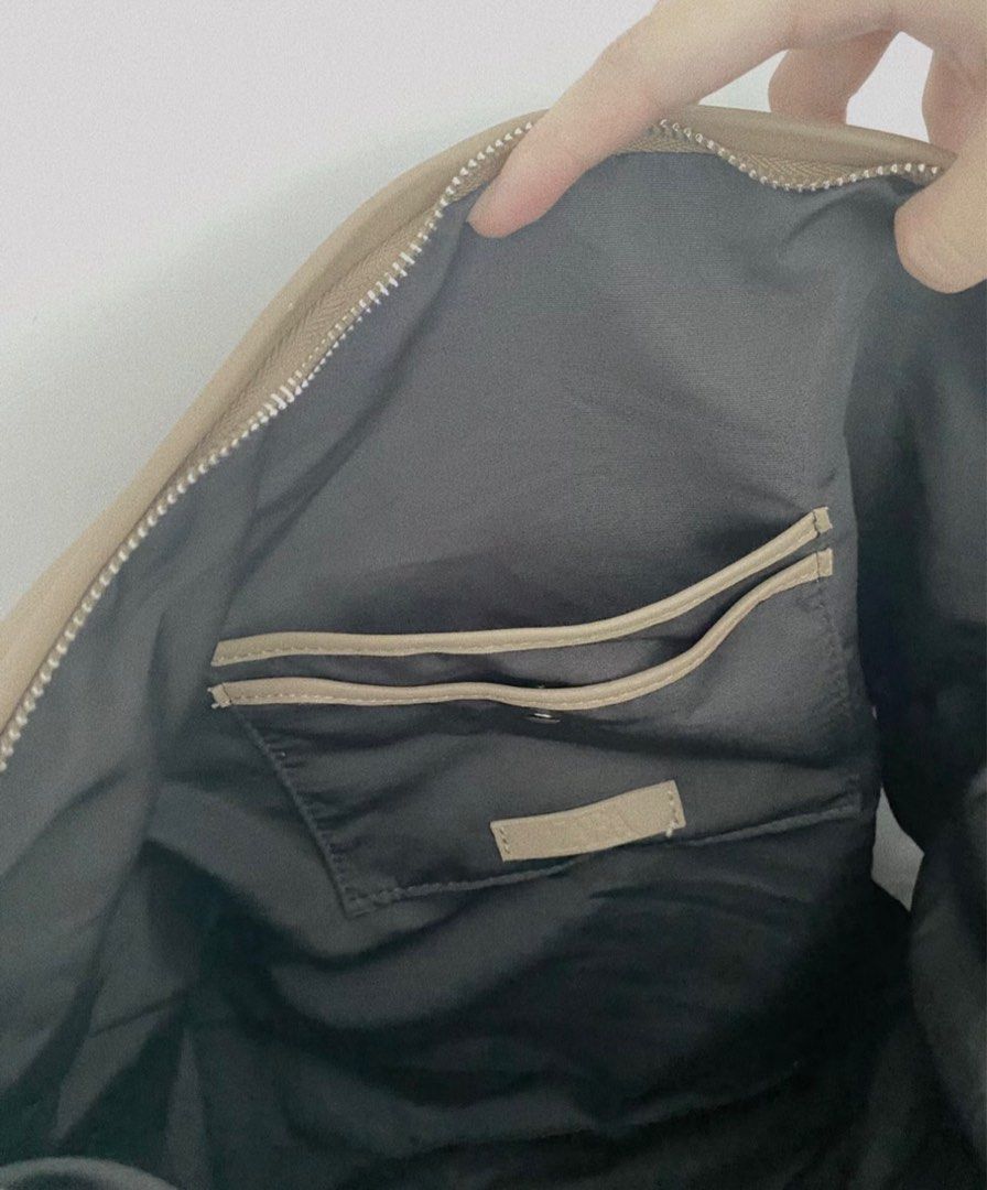 Zara tote bag sales with gathered side detail