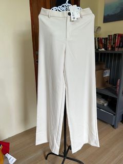 Zara wide legs ecru trousers