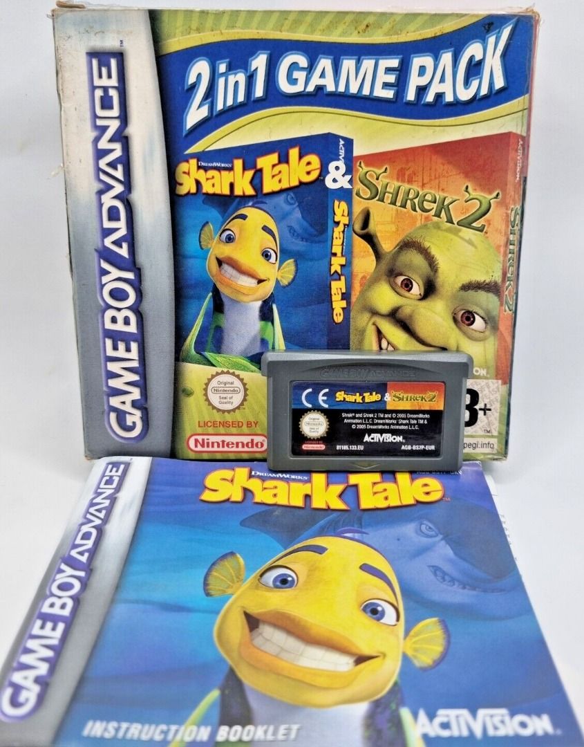 2 in 1 Game Pack: Shark Tale/Shrek 2 (Nintendo Game Boy Advance, 2005),  Video Gaming, Video Games, Nintendo on Carousell