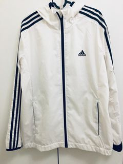 Adidas 愛迪達 白色 防風運動連帽外套 防潑水 防水 GQ0623