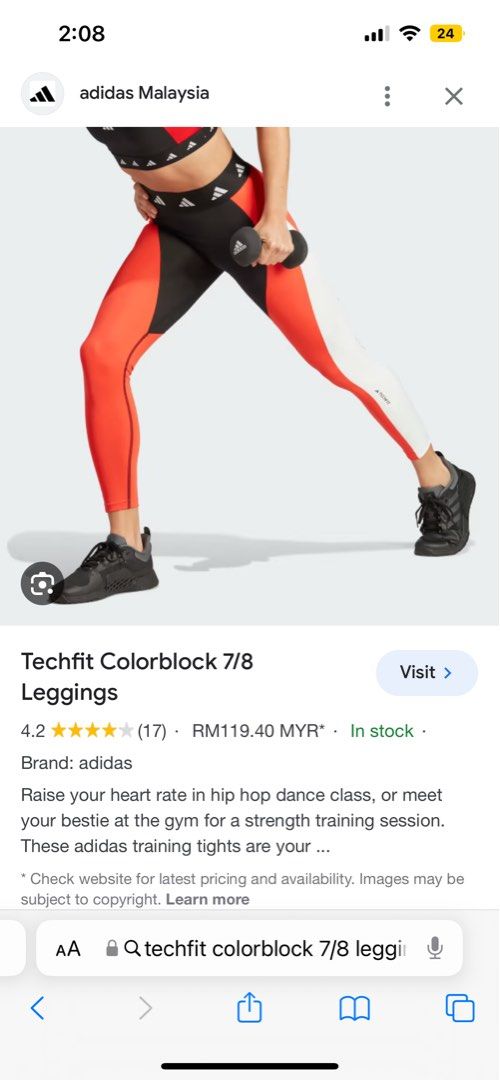 adidas Techfit Colorblock 7/8 Leggings - Red