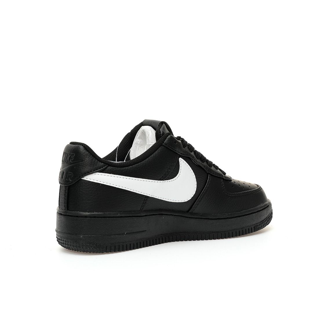 Air force 1 low 07 black on sale white swoosh