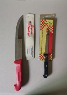 AMERICAN HERITAGE stainless chef carving knife and ONEIDA home chef steak knife BUNDLE