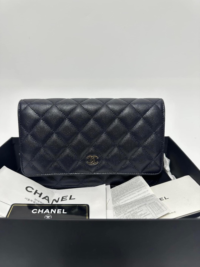 Authentic Chanel Wallet on Chain caviar in ghw Series 29, full set, Luxury, Bags & Wallets on