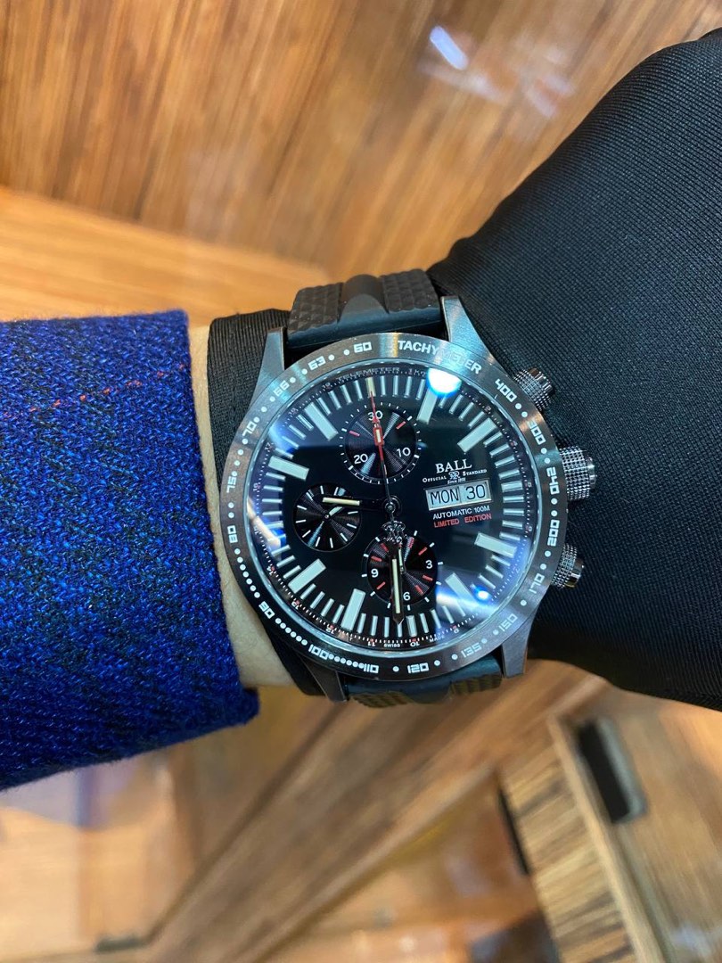 BALL FIREMAN STORM CHASER DLC GLOW CHRONOGRAPH DAYDATE LIMITED EDITION REF CM2192C 43MM AUTOMATIC YEAR 2013 WATCH FULL SET
