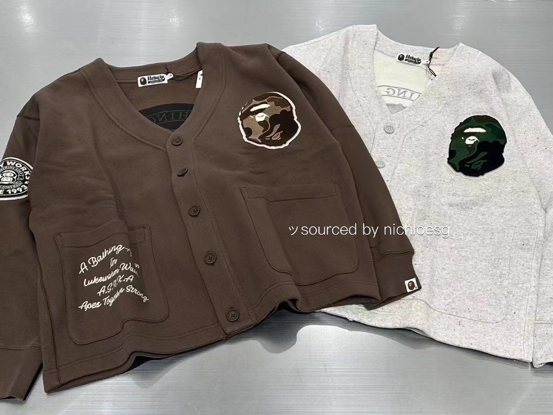 BAPE COLLEGE BADGES SWEAT CARDIGAN Men s Fashion Coats Jackets and Outerwear on Carousell