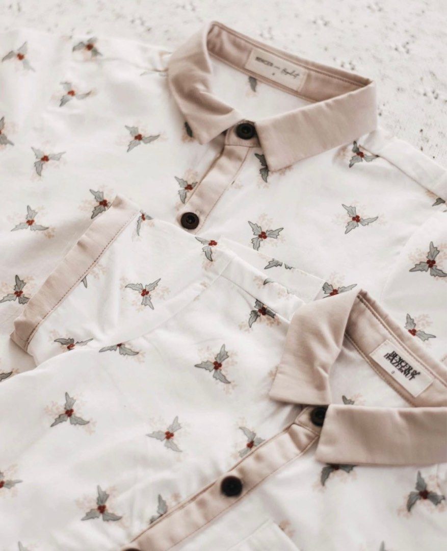 Bencer Hazelnut matching Christmas family set baby playsuit