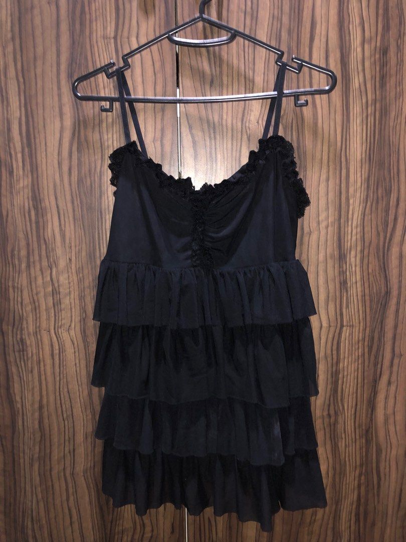 Vmbailey Ls Frill Top Wvn Black