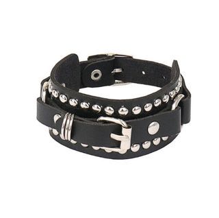 Black Leather Bracelet Punk Grunge Y2k Emo Scene
