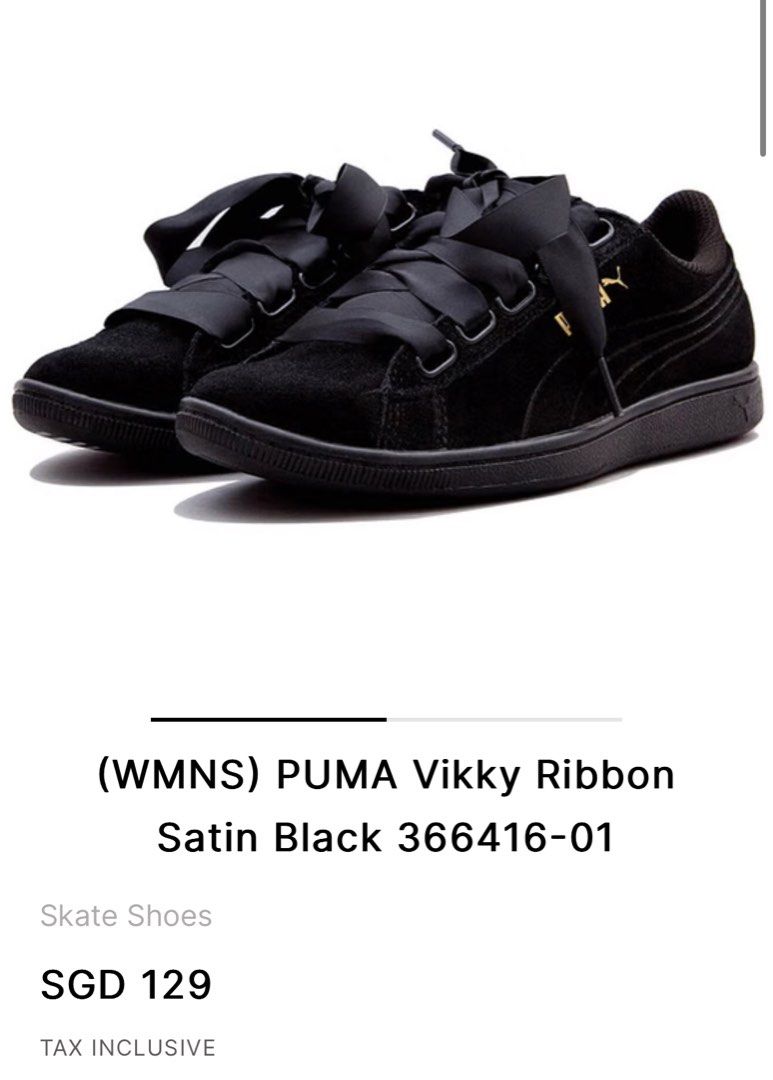 BN Puma Vikky Ribbon Satin Black sneakers