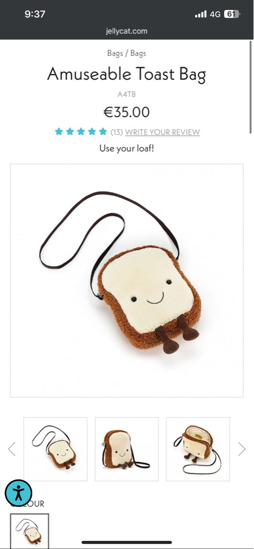 Jellycat amuseable online toast bag