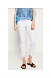 BNWT Zara basic Z1975 denim mid rise cropped white rip