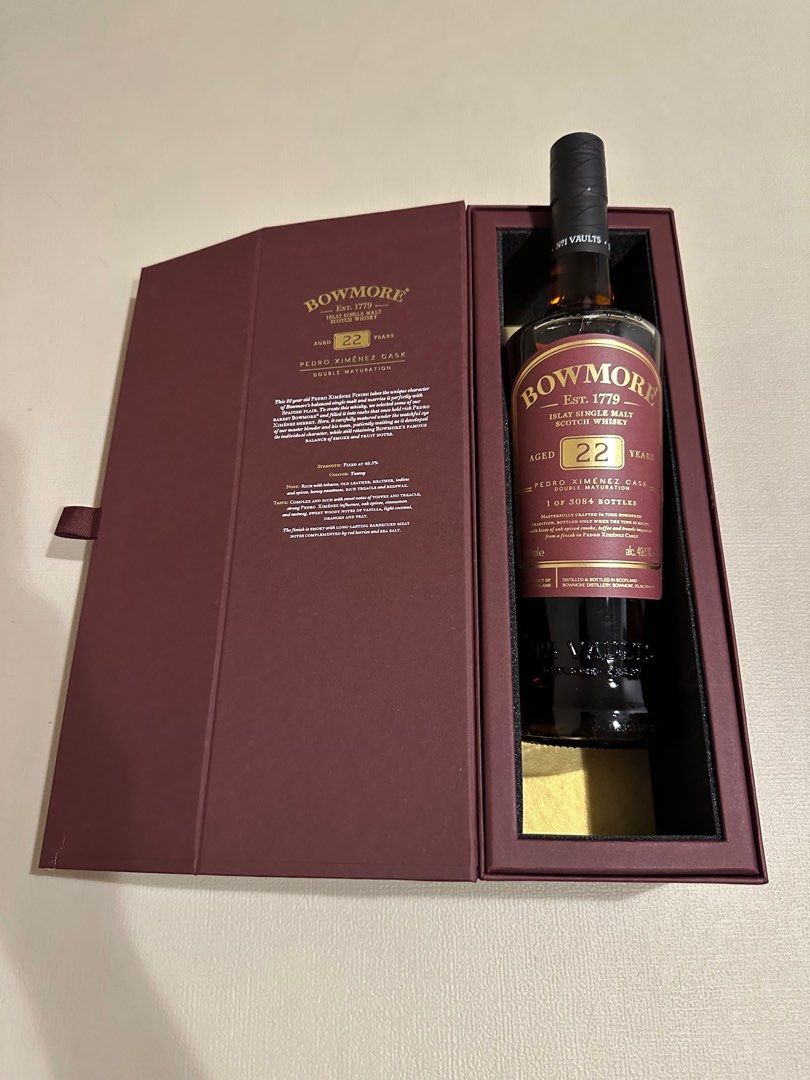 Bowmore 22 Years Pedro Ximenez Cask, 嘢食& 嘢飲, 酒精飲料- Carousell