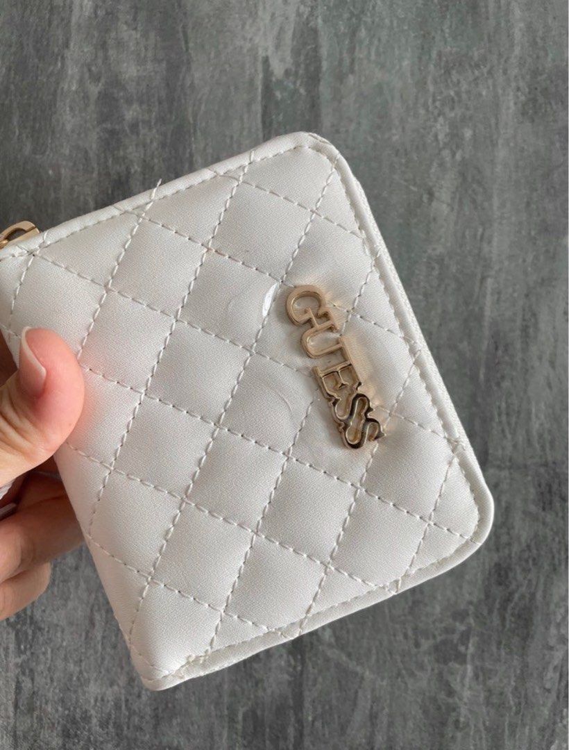 Brand new with box White GUESS compact zip wallet