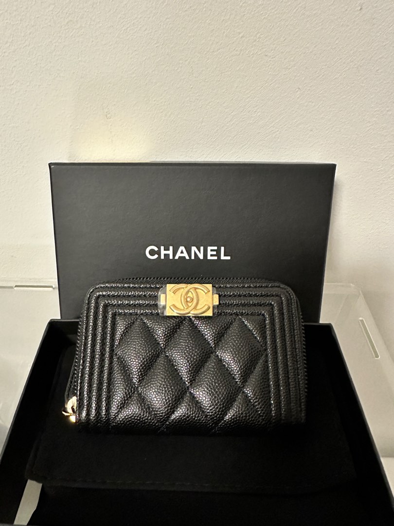 Chanel Boy Zip Cardholder, Luxury, Bags & Wallets on Carousell