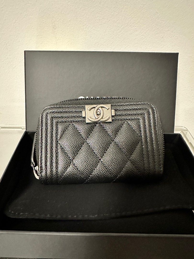 Chanel Boy Zip Cardholder, Luxury, Bags & Wallets on Carousell