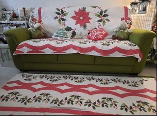 LOREN Christmas festive 3 seater sofa cover can be used as table cloth or carpet rug