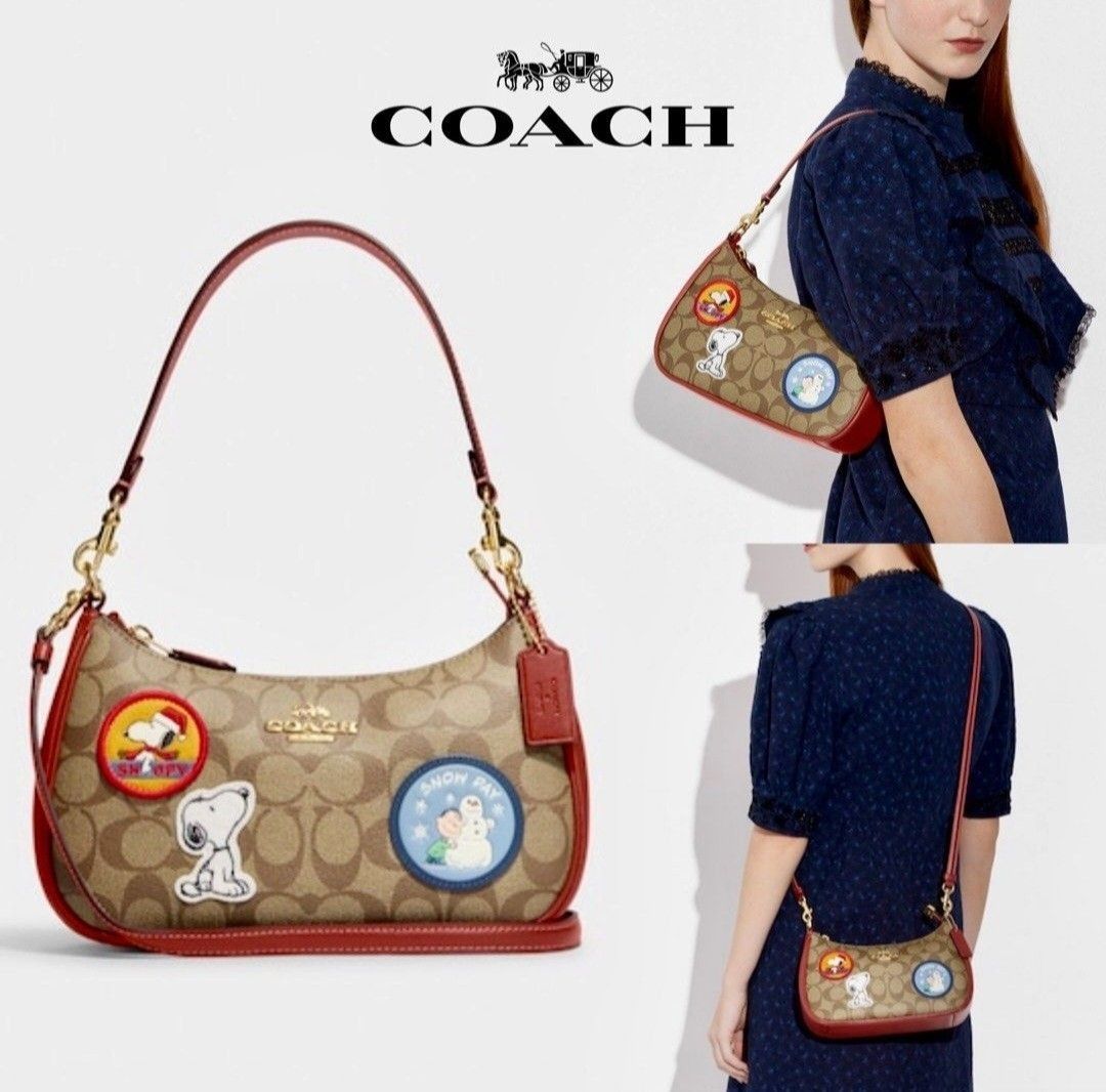 Coach X Peanuts Teri Shoulder Bag In Signature Canvas With Patches