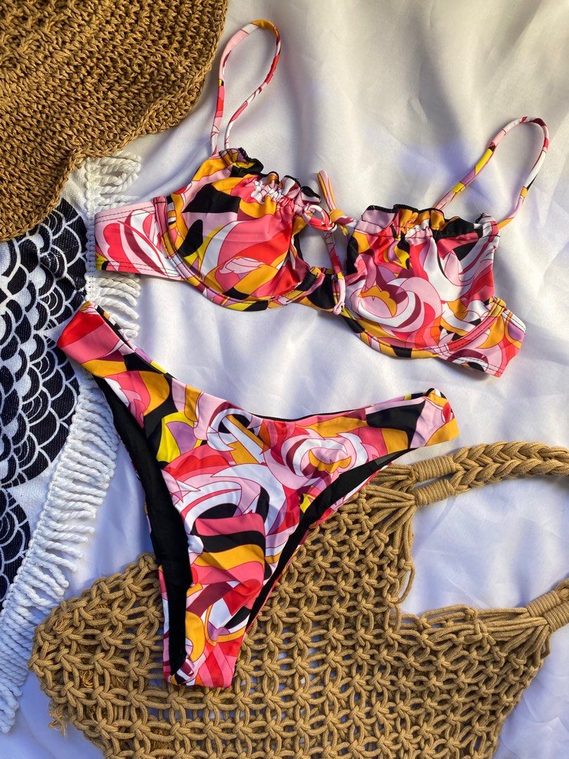 colorful underwired bikini with ruffles, Women's Fashion, Swimwear ...