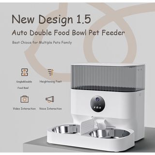 Double bowl automatic pet feeder with camera and audio