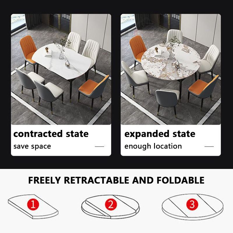 [FREE DELIVERY] HDB Extendable Round Dining Table Set | Sintered Marble ...